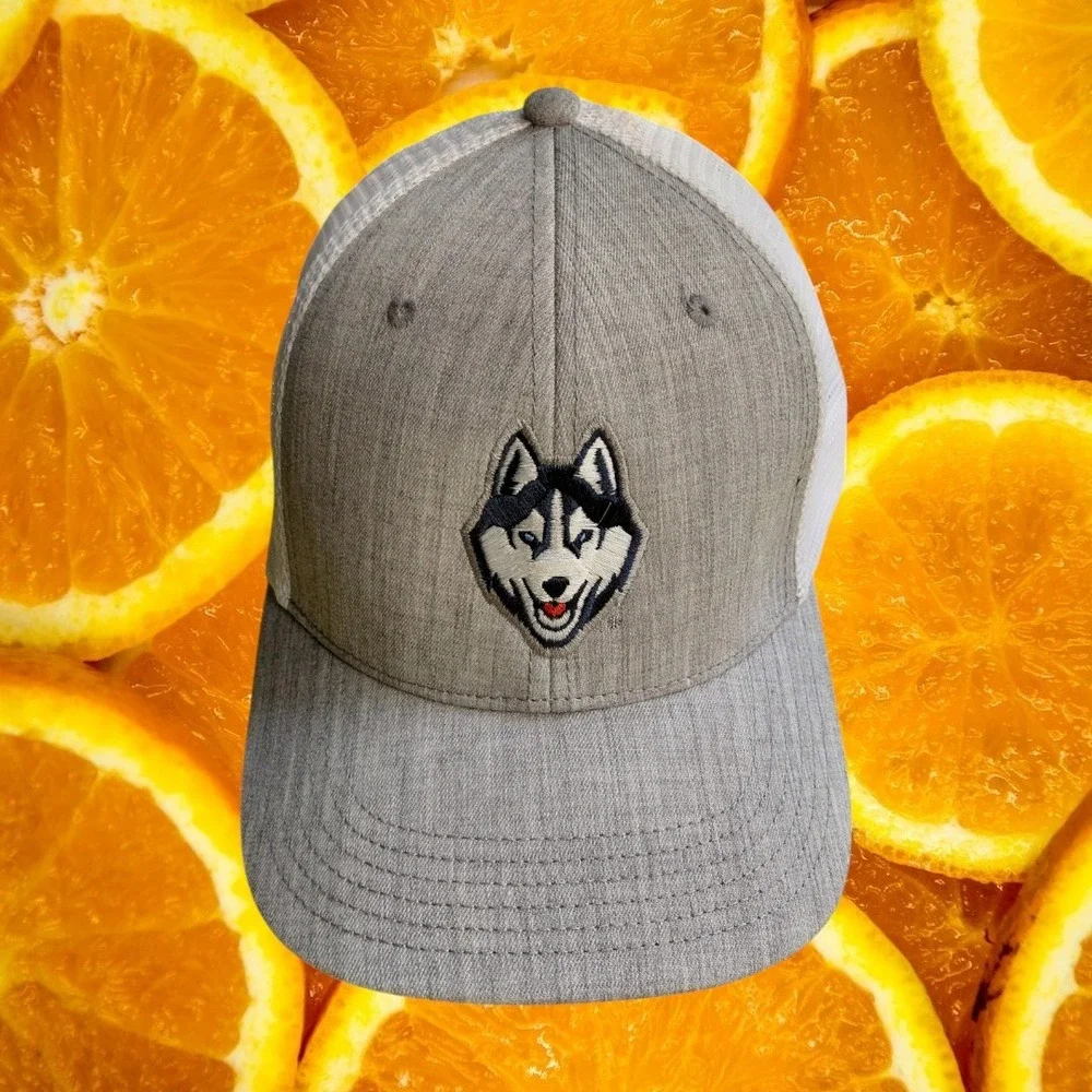 Legacy UConn Huskies Trucker Hat Grey White Snapback Mesh Cap Mens NCAA